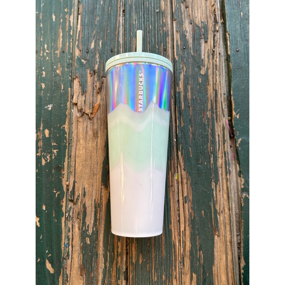 Starbucks 2020 Iridescent Holographic Drip Mint Green Ombre Venti Tumbler 24oz